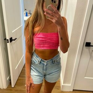 American Eagle Outfitters Pink Sleeveless Crop Tank Top